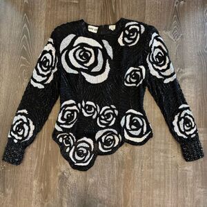 Vintage Swee Lo sequined & beaded top Small